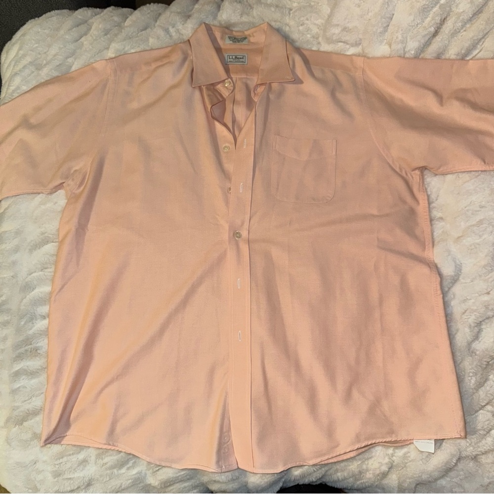 LL Bean Short Sleeve Collared Shirt Button Down Men's Regular 17